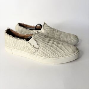 Frye Ivy Fray Slip On Woven Sneaker Shoe Ivory Womens 8.5 M